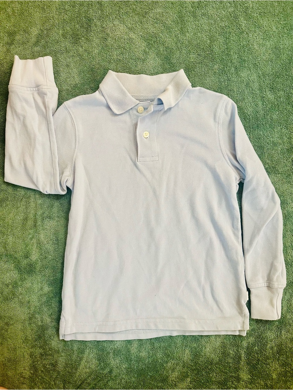 GAP Kids Light Blue Long Sleeve Polo Shirt Boys Size S Uniform Basic
